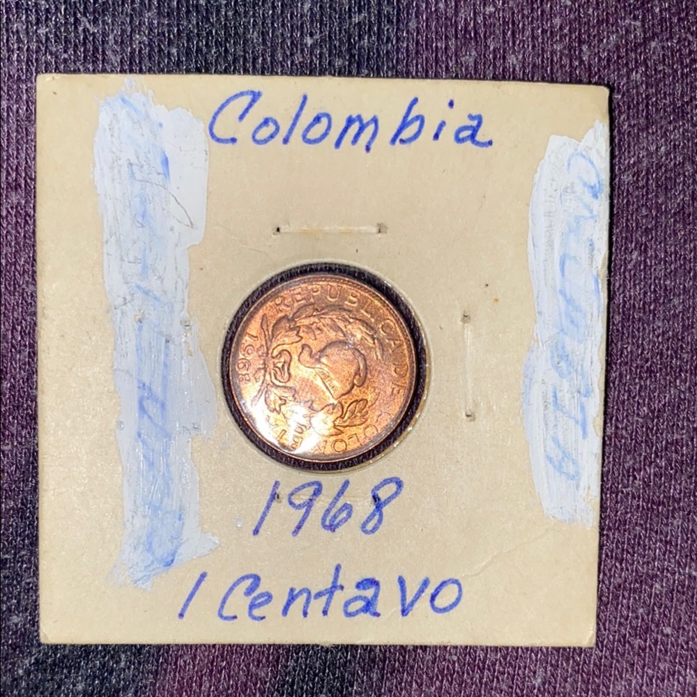 Columbia 1968 1 Centavo Coin - Copper